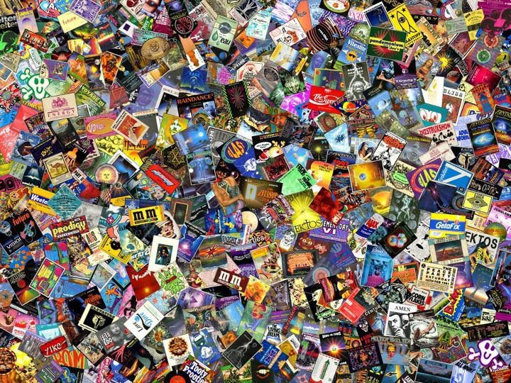 Rave flyers documenting DJs, MCs and artists